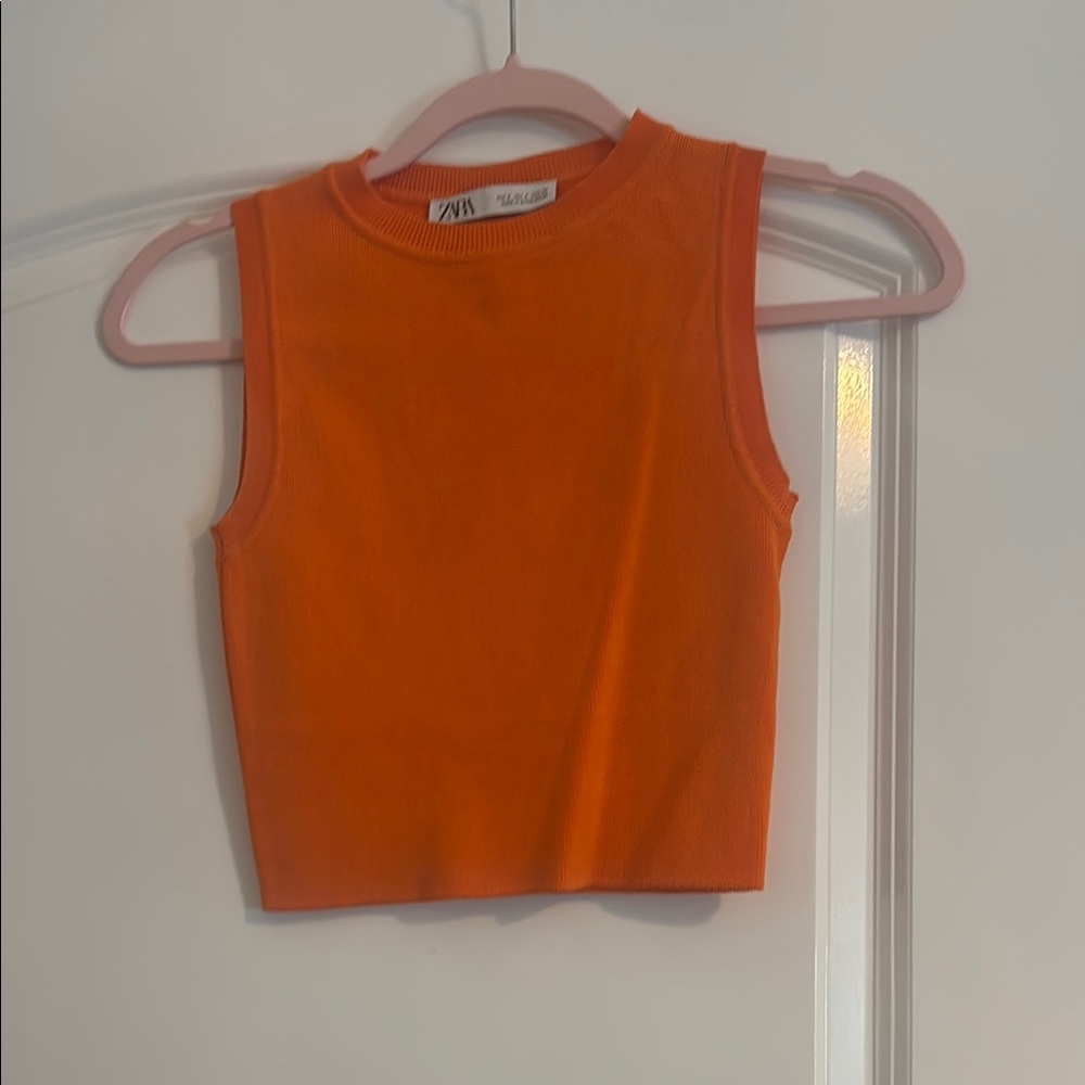 Zara Orange Tank Top Sleeveless Crop